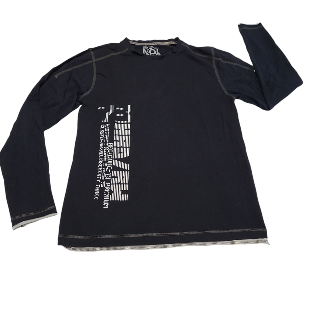 Vintage Noiz78 Black Cotton Graphic Long-sleeved T-Shirt Sz Small